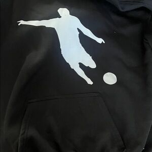 Black Men's Hoodie with White Soccer Silhouette